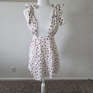 Forever 21 White Mini Dress with Red Floral Print
